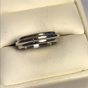 Silver Band Ring with raised center detail